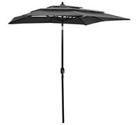 vidaXL Parasol de Jardin à 3 niveaux avec Mât en Aluminium, Pare-soleil de Patio, Abri de Soleil, Parasol de Plage Terrasse, Anthracite 2x2 m