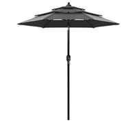vidaXL Parasol avec mât en aluminium 3 couches Anthracite 2 m