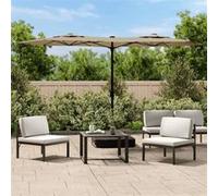 Parasol de Jardin à Double Tête avec LED, Pare-soleil de Patio, Abri de Soleil, Parasol de Plage Terrasse Extérieur, 362972