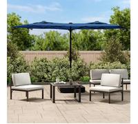 vidaXL Parasol double avec lampes LED 316x145 cm – Bleu azur
