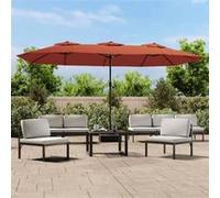 vidaXL Parasol double avec lampes LED 449x265 cm Rouge terracotta