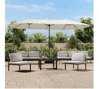 vidaXL Parasol de jardin 362953 à double tête avec lampes LED 449x265 cm Blanc sable