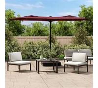 vidaXL Parasol double avec lampes LED - Rouge bordeaux - 316×145 cm