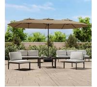 vidaXL Parasol double avec lampes LED Taupe 449x265 cm