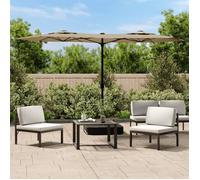 vidaXL Parasol de jardin double 316x145 cm Taupe