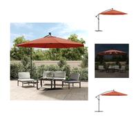 vidaXL Parasol de jardin avec éclairage LED, couleur terracotta, diamètre 350 cm - Parasols et protections solaires
