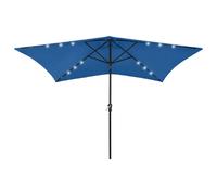 vidaXL Parasol avec LED et mât en acier bleu azur 2x3 m