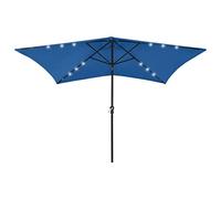 vidaXL Parasol de Jardin avec LED et Mât en Acier, Pare-soleil de Patio, Abri de Soleil, Parasol de Plage Terrasse Extérieur, Bleu Azuré 2x3 m