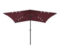 vidaXL Parasol de Jardin avec LED et Mât en Acier, Pare-soleil de Patio, Abri de Soleil, Parasol de Plage Terrasse 313790 Rouge G
