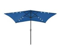 vidaXL Parasol de Jardin avec LED et Mât en Acier, Pare-soleil de Patio, Abri de Soleil, Parasol de Plage Terrasse 313793 Bleu G