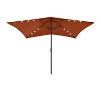 vidaXL Parasol avec LED et mât en acier rouge terracotta 2x3 m