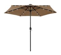 vidaXL Parasol avec éclairage LED et mât en aluminium 270 cm Taupe