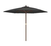 vidaXL Parasol de Jardin avec mât en Bois Anthracite 299x240 cm, Parasol, Parasol d'extérieur, Parasol de Patio, Parapluie, Parasol de terrasse