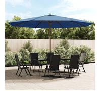 vidaXL Parasol de jardin avec mât en bois bleu azuré 400x273 cm, parasol, parasol d'extérieur, parasol de patio, parapluie, 363182
