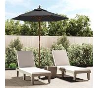 vidaXL Parasol de jardin avec mât en bois noir 196x231 cm 363165 Noir G