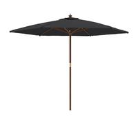 vidaXL Parasol de Jardin avec mât en Bois Noir 299x240 cm, Parasol, Parasol d'extérieur, Parasol de Patio, Parapluie, Parasol de terrasse