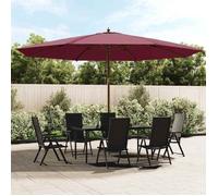 vidaXL Parasol de jardin avec mât en bois rouge bordeaux 400x273 cm, parasol, parasol d'extérieur, parasol de patio, 363179