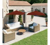 vidaXL Parasol double avec mât en acier 600x300 cm Terracota
