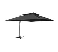 vidaXL Parasol déporté 400x300 cm double toit avec aération Noir