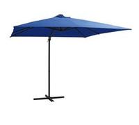 vidaXL Parapluie avec éclairage LED mât en acier 250x250 cm bleu azur