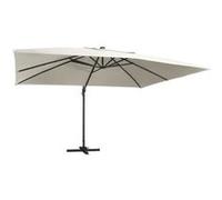 vidaXL Parapluie avec éclairage LED – Mât aluminium – 400x300 cm – Blanc sable