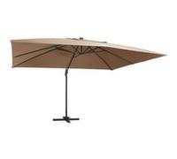 vidaXL Parapluie avec éclairage LED Mât en aluminium 400x300 cm Taupe