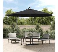 vidaXL Parapluie avec éclairage LED Mât en acier noir 350 cm