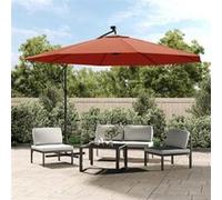 vidaXL Parapluie avec éclairage LED Mât en acier Terracota 350 cm