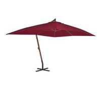 vidaXL Parasol de Jardin en Porte-à-faux avec Mât en Bois, Pare-soleil de Patio, Abri de Soleil, Parasol de Terrasse 44493 Rouge G