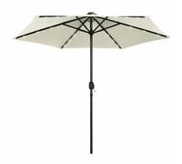 vidaXL Parasol de jardin et lumières LED mât en aluminium blanc sable