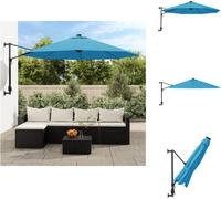 vidaXL Parasol de jardin mural, bleu marine, 290 cm - Parasols et protections solaires