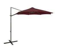 vidaXL Parasol de jardin - Porte-à-faux - Bordeaux LED