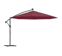vidaXL Parasol déporté avec lumières LED Rouge bordeaux 350 cm