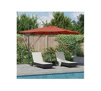 vidaXL Parasol déporté Roma avec bandes lumineuses LED Terre cuite 286×284×270 cm Aluminium