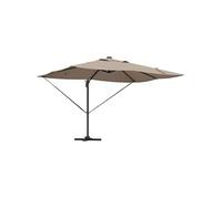 vidaXL Parasol déporté Roma Taupe 352x251x265 cm Polyester et aluminium avec LED