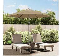 vidaXL Parasol d'extérieur avec LED et mât en acier 300 cm Taupe 44512