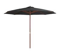 vidaXL Parasol avec mât en bois 350 cm Anthracite