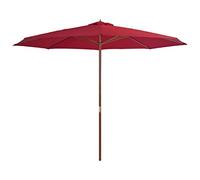 vidaXL Parasol d'Extérieur avec Mât en Bois, Pare-Soleil de Patio, Abri de Soleil, Parasol de Plage Jardin Terrasse Balcon, 350 cm Bordeaux