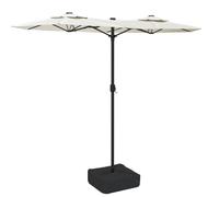 vidaXL Parasol double avec lampes LED blanc sable 316x145 cm