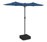 vidaXL Parasol double avec lampes LED bleu azur 316x145 cm