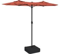vidaXL Parasol double avec lampes LED rouge terracotta 316x145 cm