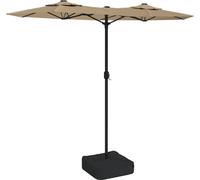 vidaXL Parasol double avec lampes LED Taupe 316x145 cm