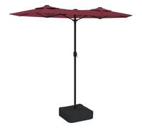 vidaXL Parasol double avec lampes LED rouge bordeaux 316x145 cm
