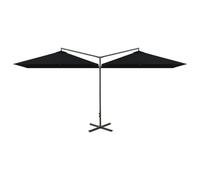 vidaXL Parasol double avec mât en acier 600x300 cm noir