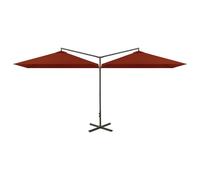 vidaXL Parasol double avec mât en acier 600x300 cm Terracota