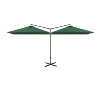 vidaXL Parasol double avec mât en acier 600x300 cm vert
