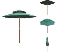vidaXL Parasol double pont 270×270 cm mât bois vert - Parasols & ombrelles