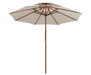 vidaXL Parasol double pont 270×270 cm mât en bois blanc crème