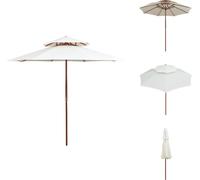 vidaXL Parasol double pont 270×270 cm mât en bois blanc crème - Parasols & ombrelles