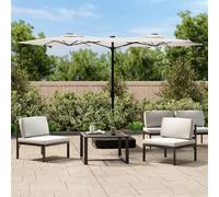 vidaXL Parasol double tête 316 cm - Blanc sable